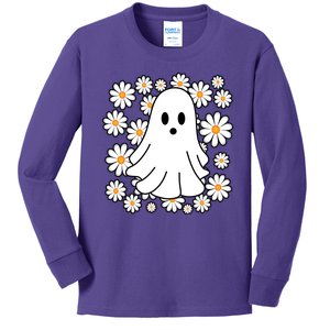 Daisy Floral Ghost Cute Halloween Kids Long Sleeve Shirt