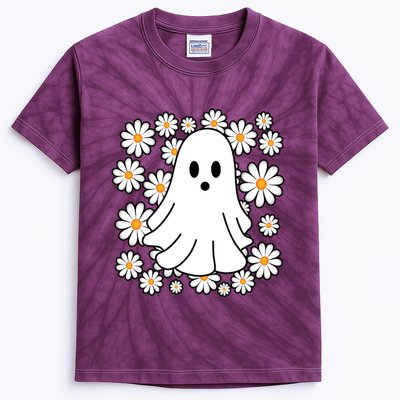 Daisy Floral Ghost Cute Halloween Kids Tie-Dye T-Shirt