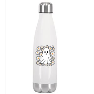 Daisy Floral Ghost Cute Halloween Stainless Steel Insulated Water Bottle