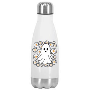 Daisy Floral Ghost Cute Halloween Stainless Steel Insulated Water Bottle