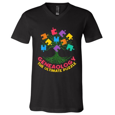 DNA Fractal Genealogy Of Life Genetics Tree Biology Class V-Neck T-Shirt