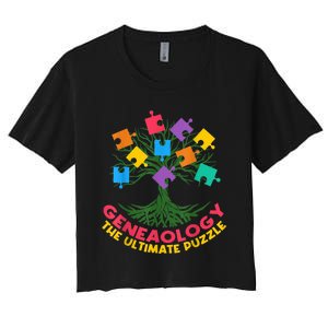 DNA Fractal Genealogy Of Life Genetics Tree Biology Class Women's Crop Top Tee