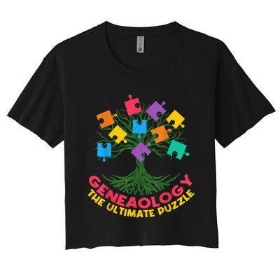 DNA Fractal Genealogy Of Life Genetics Tree Biology Class Women's Crop Top Tee