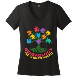 DNA Fractal Genealogy Of Life Genetics Tree Biology Class Women's V-Neck T-Shirt