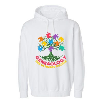 DNA Fractal Genealogy Of Life Genetics Tree Biology Class Garment-Dyed Fleece Hoodie