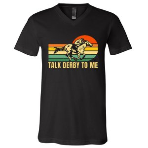 Derby Funny Horse Racing Retro Kentucky Talk To Me V-Neck T-Shirt