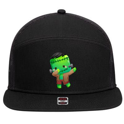 Dabbing Frankenstein Halloween Costume Monster Zombie 7 Panel Mesh Trucker Snapback Hat