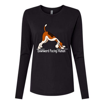 Downward Facing Hu Funny Yoga Gift Womens Cotton Relaxed Long Sleeve T-Shirt