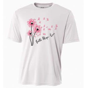 Dandelion Faith Hope Love Breast Cancer Awareness Flower Cooling Performance Crew T-Shirt