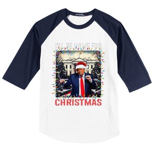 Dancing Funny Humorous Trump I’Ll Be Home For Christmas 2025 Baseball Sleeve Shirt