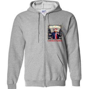 Dancing Funny Humorous Trump I’Ll Be Home For Christmas 2025 Full Zip Hoodie