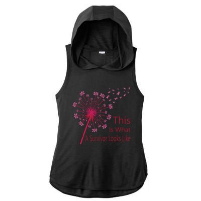 Dandelion Faith Hope Love Breast Cancer Awareness Flower Ladies PosiCharge Tri-Blend Wicking Draft Hoodie Tank