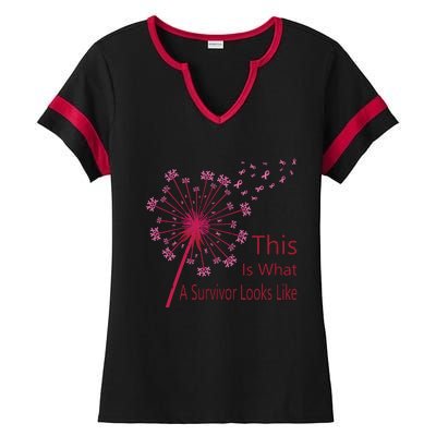 Dandelion Faith Hope Love Breast Cancer Awareness Flower Ladies Halftime Notch Neck Tee