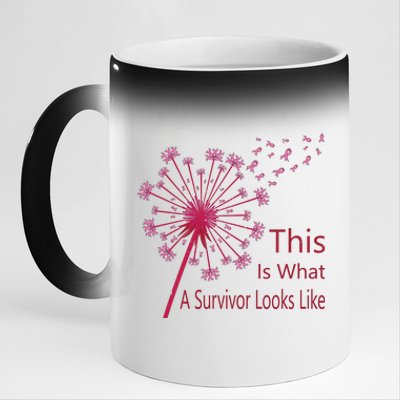 Dandelion Faith Hope Love Breast Cancer Awareness Flower 11oz Black Color Changing Mug