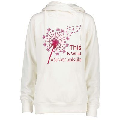 Dandelion Faith Hope Love Breast Cancer Awareness Flower Womens Funnel Neck Pullover Hood