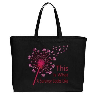 Dandelion Faith Hope Love Breast Cancer Awareness Flower Cotton Canvas Jumbo Tote