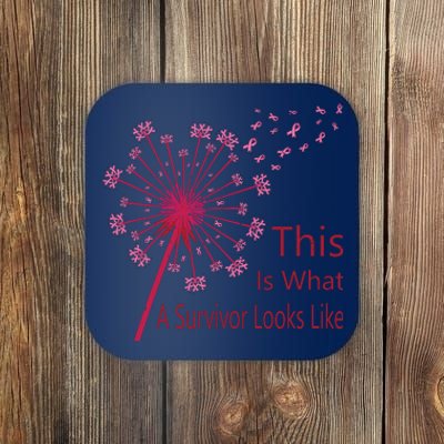 Dandelion Faith Hope Love Breast Cancer Awareness Flower Coaster