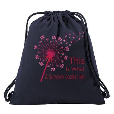 Dandelion Faith Hope Love Breast Cancer Awareness Flower Drawstring Bag