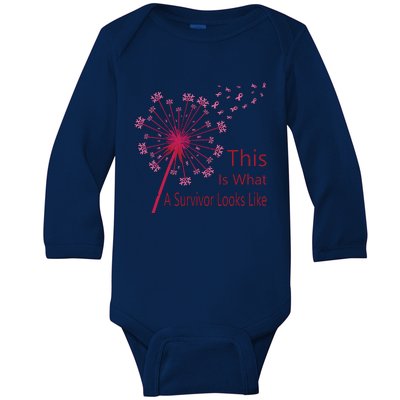 Dandelion Faith Hope Love Breast Cancer Awareness Flower Baby Long Sleeve Bodysuit