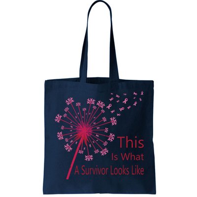 Dandelion Faith Hope Love Breast Cancer Awareness Flower Tote Bag