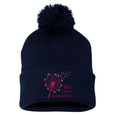 Dandelion Faith Hope Love Breast Cancer Awareness Flower Pom Pom 12in Knit Beanie