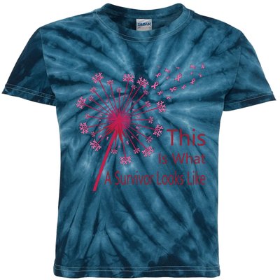 Dandelion Faith Hope Love Breast Cancer Awareness Flower Kids Tie-Dye T-Shirt