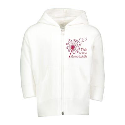 Dandelion Faith Hope Love Breast Cancer Awareness Flower Toddler Zip Fleece Hoodie