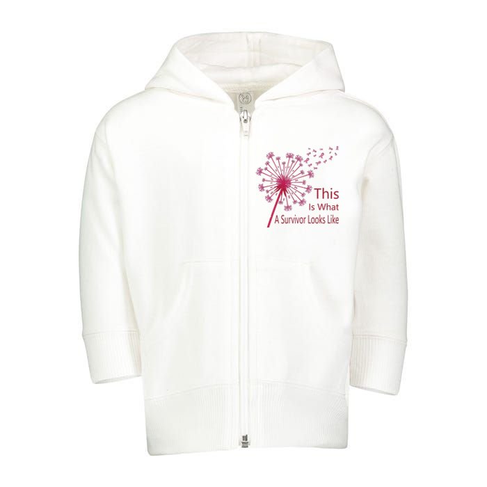 Dandelion Faith Hope Love Breast Cancer Awareness Flower Toddler Zip Fleece Hoodie