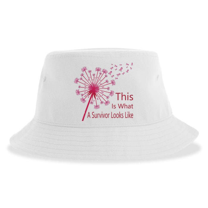 Dandelion Faith Hope Love Breast Cancer Awareness Flower Sustainable Bucket Hat