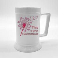 Dandelion Faith Hope Love Breast Cancer Awareness Flower Beer Stein