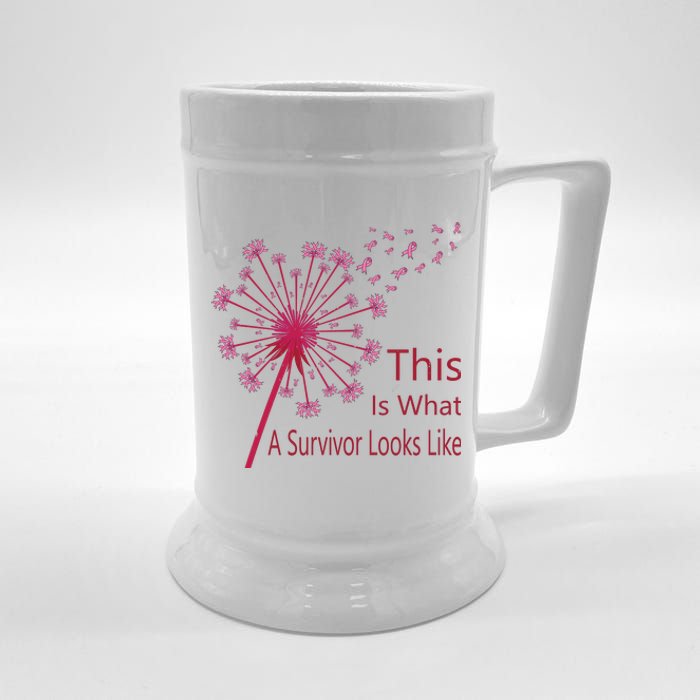 Dandelion Faith Hope Love Breast Cancer Awareness Flower Beer Stein