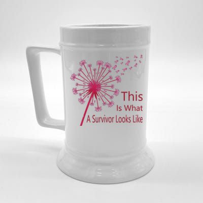 Dandelion Faith Hope Love Breast Cancer Awareness Flower Beer Stein