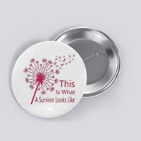 Dandelion Faith Hope Love Breast Cancer Awareness Flower Button