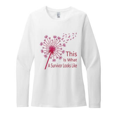 Dandelion Faith Hope Love Breast Cancer Awareness Flower Womens CVC Long Sleeve Shirt