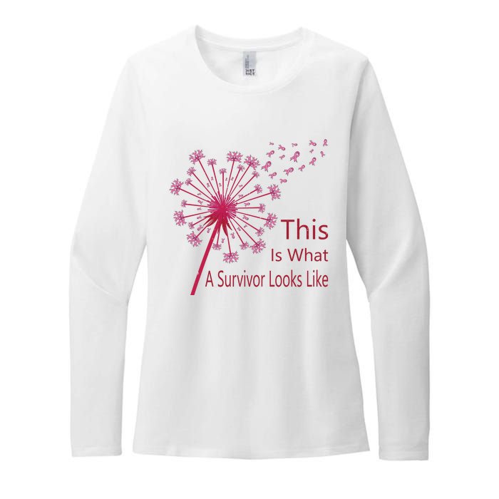 Dandelion Faith Hope Love Breast Cancer Awareness Flower Womens CVC Long Sleeve Shirt