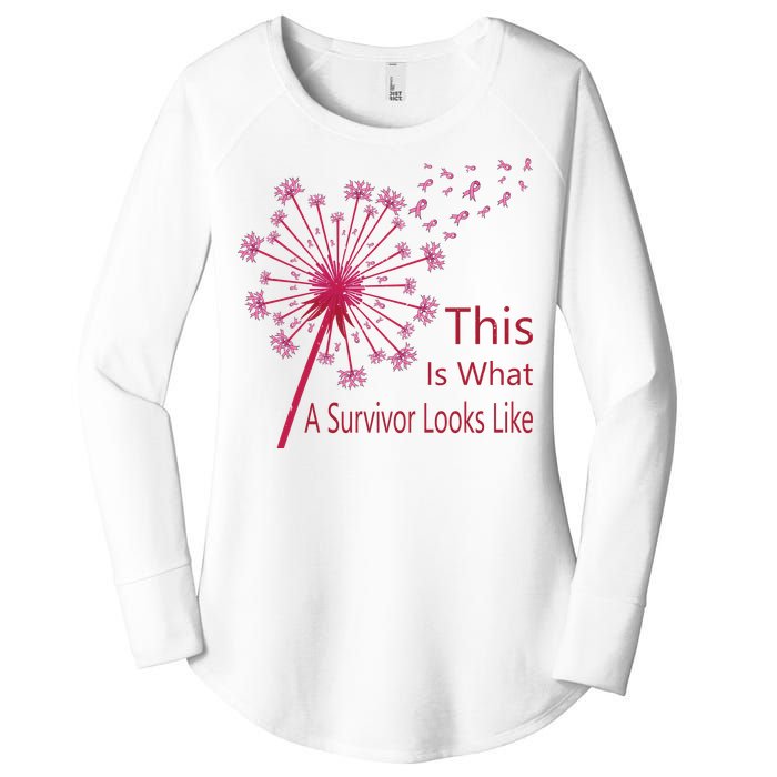 Dandelion Faith Hope Love Breast Cancer Awareness Flower Women's Perfect Tri Tunic Long Sleeve Shirt