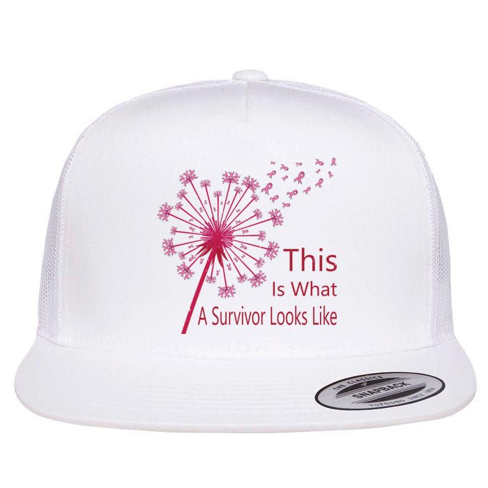 Dandelion Faith Hope Love Breast Cancer Awareness Flower Flat Bill Trucker Hat