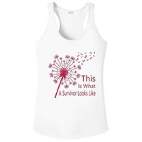 Dandelion Faith Hope Love Breast Cancer Awareness Flower Ladies PosiCharge Competitor Racerback Tank