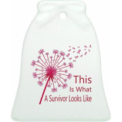 Dandelion Faith Hope Love Breast Cancer Awareness Flower Ceramic Bell Ornament