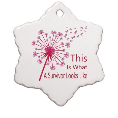 Dandelion Faith Hope Love Breast Cancer Awareness Flower Ceramic Star Ornament