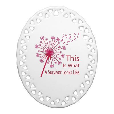 Dandelion Faith Hope Love Breast Cancer Awareness Flower Ceramic Oval Ornament