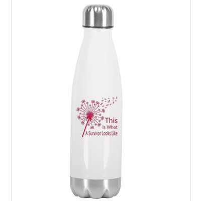 Dandelion Faith Hope Love Breast Cancer Awareness Flower Stainless Steel Insulated Water Bottle