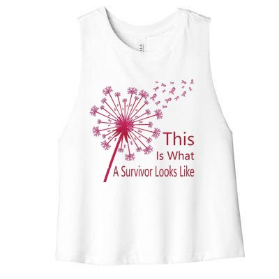 Dandelion Faith Hope Love Breast Cancer Awareness Flower Women's Racerback Cropped Tank