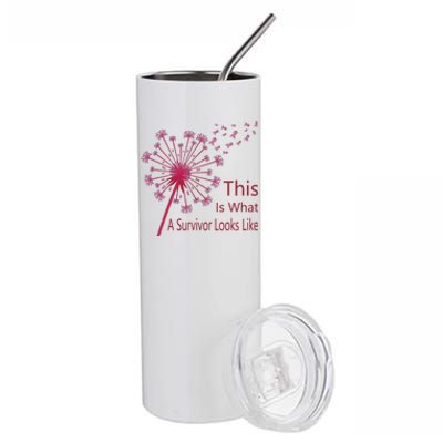 Dandelion Faith Hope Love Breast Cancer Awareness Flower Stainless Steel Tumbler