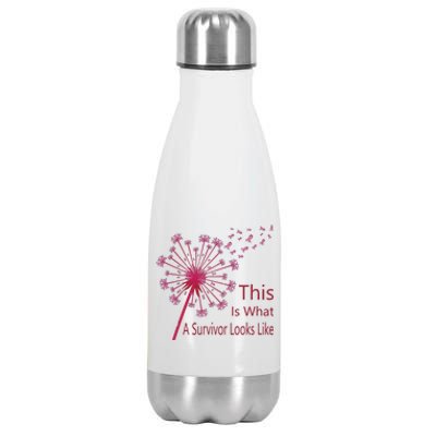 Dandelion Faith Hope Love Breast Cancer Awareness Flower Stainless Steel Insulated Water Bottle