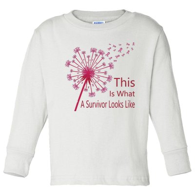 Dandelion Faith Hope Love Breast Cancer Awareness Flower Toddler Long Sleeve Shirt