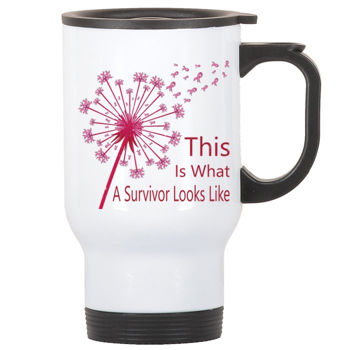 Dandelion Faith Hope Love Breast Cancer Awareness Flower Stainless Steel Travel Mug