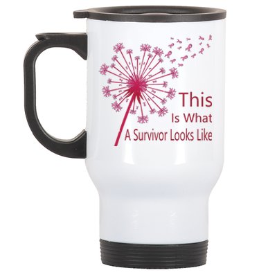 Dandelion Faith Hope Love Breast Cancer Awareness Flower Stainless Steel Travel Mug