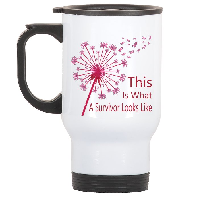 Dandelion Faith Hope Love Breast Cancer Awareness Flower Stainless Steel Travel Mug