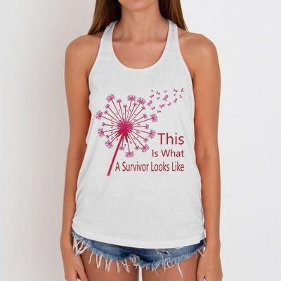 Dandelion Faith Hope Love Breast Cancer Awareness Flower Women's Knotted Racerback Tank